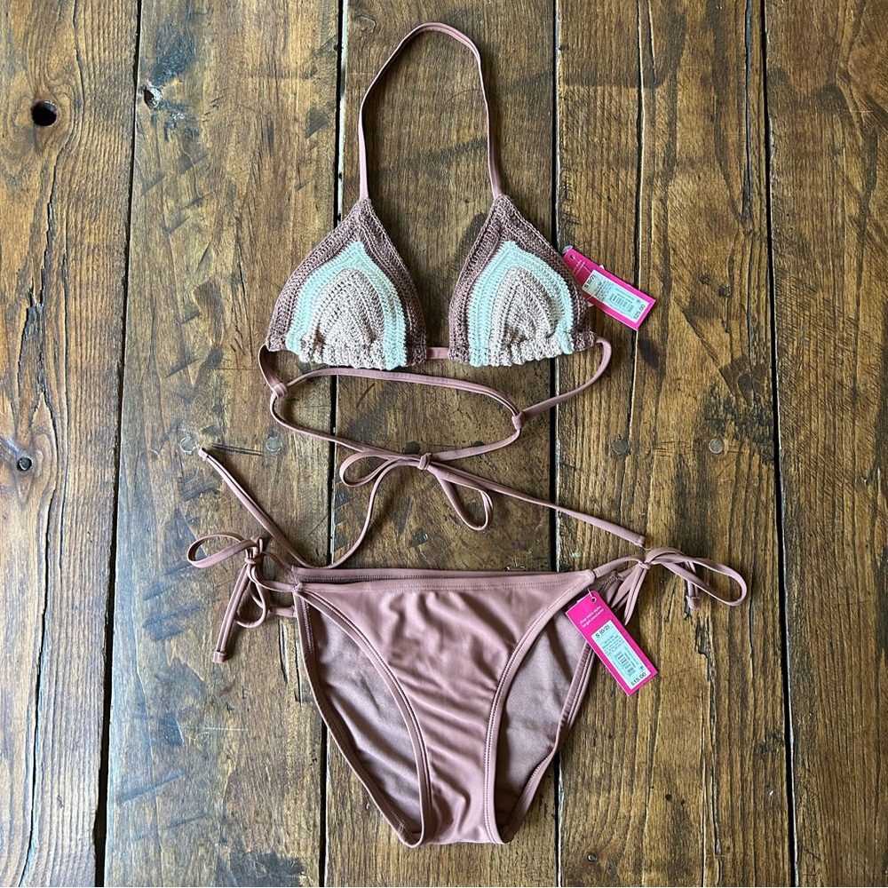 NWT Target Brown Bikini Set with Adjustable Ties